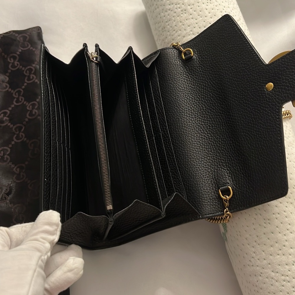Gucci GG Marmont Chain Shoulder Leather Black Gold Hardware - Picture 4 of 17
